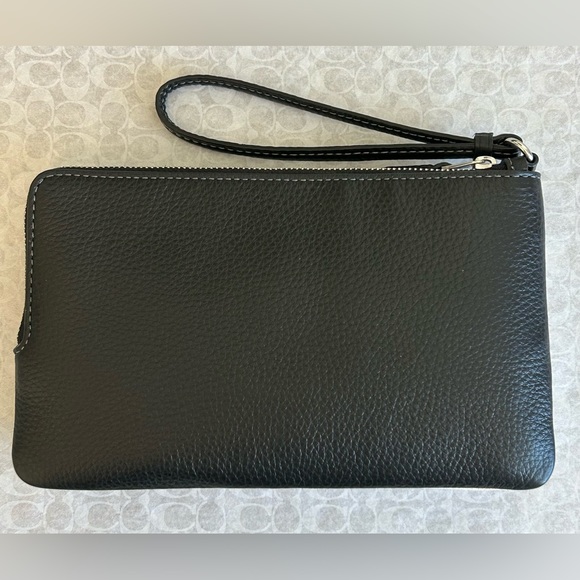 NWT COACH DOUBLE ZIP LARGE WALLET WRISTLET CF447 SV/CHALK BLACK MULTI $198 - Picture 10 of 14